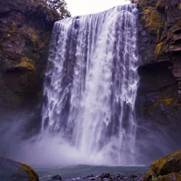 a waterfall of fear, void, non - euclidean, intricate, purple and gold