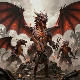 a group of dragons celebrate the defeat of their enemies