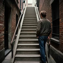 a photograph of a man buying stairway to heaven
