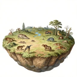 a 1 8 th century illustration of the lost continent filled with undiscovered animals