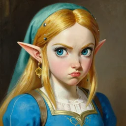 detailed portrait of pouting zelda, a painting by gaston bussiere, craig mullins, j. c. leyendecker