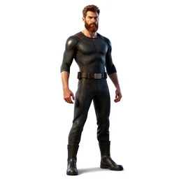 bearded speedster hero, high detail digital art, full body, standing, isolated on a pure white background, centered, whole figure in frame, sharp focus, studio lighting