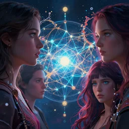 echoed dreams experiencing the quantum field, elevated consciousness, beautiful astrological neural network, matte painting comic book art, twist of time, realistic, trending on artstation, sharp focus, depth of field, cinematic composition, physics splashes of colors, science fiction