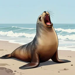 insane screaming california sea lion, by charles burns