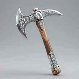 pickaxe with diamond ornaments, photorealistic,