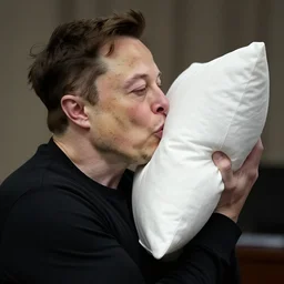 elon musk kissing a pillow