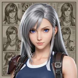 portrait of tifa lockhart with silver hair, detailed background, trending on artstartion