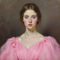 tuesday weld, brilliant pink ball gown, sharp beautiful face, by viegil finlay, oil on canvas, artstation, pretty blueeyes, by j. c. leyendecker and edmund blair leighton and charlie bowater, beautiful face, octane, very aesthetic!!!!!!!!!!!!!!! stunning gorgeous blue eyes