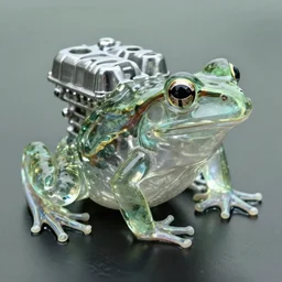 beautiful clear glass frog, cycles engine, hdr, 4 k, caustics