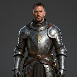 Tom Hardy as a middle-aged knight in plain, battered armor, highly detailed, centered, artstation, concept art, sharp focus, 8K, octane render, unreal engine
