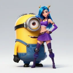 a combination of a minion from despicable me and miss fortune from league of legends, character design, top rated on artstation