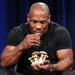 mike tyson eating a handful of shrooms on joe rogan podcast