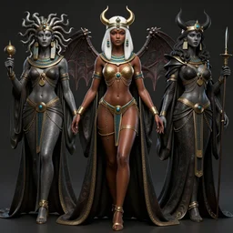 full length complex 3 d hyper realistic smooth ultra sharp render of a gorgeous light skinned african woman with white hair | bikini, chains, robes | demoness, succubus, witch, egyptian goddess, medusa, arrancar | medieval, fantasy, d & d, unholy | intricate, highly detailed, octane render, photorealistic, cinematic, breathtaking beauty | art by 吵 集 仁 儿 on artstation + oh jinwook + sakimichan + halim ghodbane