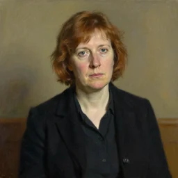 “ portrait of rust doufded, prominent feminist activist at yale, expert in the theory of objects, serious, pensive, bright, in the style of john singer sargent ”