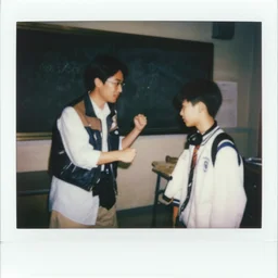 asian teacher fighting with asian school teen, a polaroid photo by tyler mitchell, trending on instagram, neo - dada, y 2 k aesthetic, 1 9 9 0 s, seapunk, photorealistic