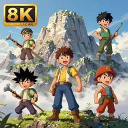 photo cartoon illustration comics manga painting of montain : 6 fantasy, digital painting, unreal engine, 8 k, volumetric lighting, contrast