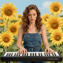 🌻🎹🎼, lowbrow in the style of tara mcpherson, 8 k, matte painting,
