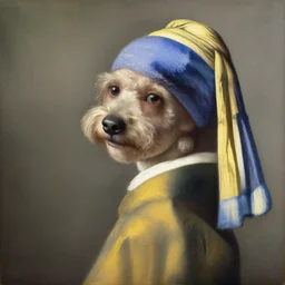 a painting of a cavoodle in the style of johannes vermeer