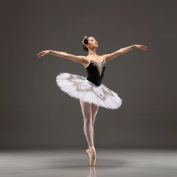 a beautiful photography of a ballerina passe en releve with outstretched arms holding weapons