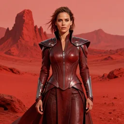 sci - fi art, halle berry in dejah thoris outfit, red peaks in the background, art by ismail inceoglu