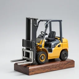 a forklift proficiency trophy, metal on wooden base - w 7 6 8