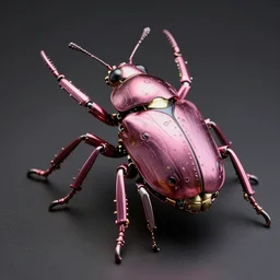 a metal insect - like of female mecha like beetles is in pink and red collection by merriam, daniel, intricate mechanical details, futuristic, 2 k aesthetic, dramatic lighting, 4 k, 3 d octane render, provenance, detailed, trending on artstation