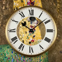 The Atropos Clock by Karol Bak, Jean Deville, Gustav Klimt, and Vincent Van Gogh, otherworldly, fractal structures, arcane, hourglass, prophecy, ornate gilded medieval icon, third eye, spirals