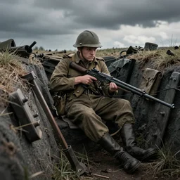 a photograph of mobius in the trenches of ww 2