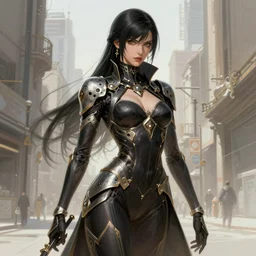 bayonetta, urban motifs, intricate, elegant, highly detailed, digital painting, trending on artstation, concept art, smooth sharp focus, illustration, art by artgerm and greg rutkowski