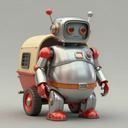( ( ( ( ( 1 9 5 0 s retro future android robot fat robot hobbit wagon. muted colors., ) ) ) ) ) by jean - baptiste monge,!!!!!!!!!!!!!!!!!!!!!!!!! chrome red