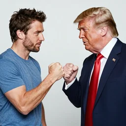 joe rogan and donald trump fist bumping, high quality