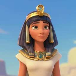 cleopatra as a pixar character, head and shoulders