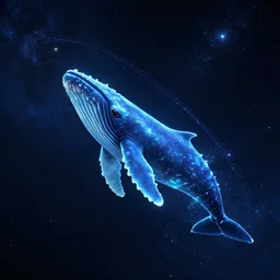 a bioluminescent whale jumping through a space nebula leaving stardust trails behind, digital art, photorealistic