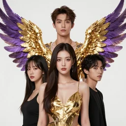 portrait of with gold and purple wings, glowing detail, by wenjun lin and artem chebokha and alena aenami and ian llanas, 4 k
