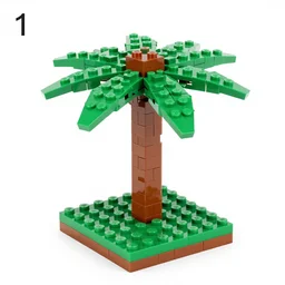 a palm tree made of legos step by step. step 1 layout the ground, step 2 layout the trunk, step 3 layout the leaves