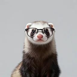 cool ferret in black glasses, minimalism, art, digital art, high quality