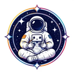 a detailed logo outline of an astronaut spiritualist sage with a rainbow colored outline, cosmic, interstellar, intricate, elegant, illustration, digital painting, 8 k, fine detail, art by greg rutkowski, frank frazetta, jack kirby, albert aublet, frank herbert, and alphonse mucha