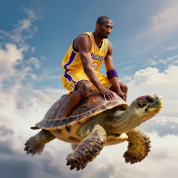 kobe bryant riding on a turtle in heaven, amazing digital art, amazing detail, fantasy art, artstatiom, cgsociety, epic art