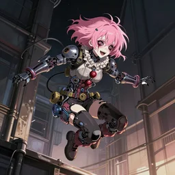 by kyoto animation, very creepy clown ghost in the shell girl pink hair, jump from a building, tears from the eyes, wearing cyberpunk intricate streetwear, beautiful, detailed portrait, intricate complexity, ilya kuvshinov, cell shaded, 4 k, concept art, by wlop, ilya kuvshinov, greg rutkowski, sharp focus, volumetric lighting, cinematic lighting