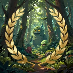 a glitch forest with monsters hidden, awarded artist, artstation
