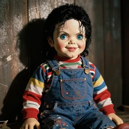 Micheal Jackson chuckles as chucky in cinematic art