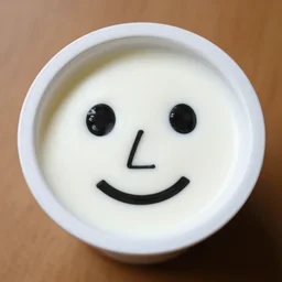 a face in yogurt
