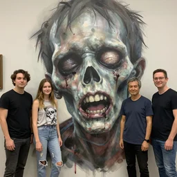 zombie a mouth a bit open, two eyes half closed and half a smile on her soul makes a beautiful portrait on the wall. by artgerm, alina ivanchenko, ruan jia and mandy jurgens