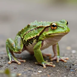 a frog walking like a human, photorealistic