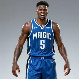 an extremely spooky monstrous Orlando Magic basketball player