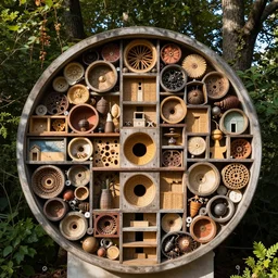 insect hotel designed by Frank Lloyd Wright, modern, striking