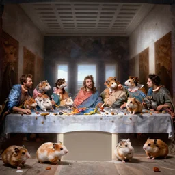 The last supper but with hamsters