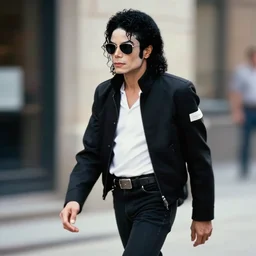 michael jackson alone, by himself 2 0 0 9 style wearing shades alive in 2 0 2 2, alone, this is it style, photo real, motion blur, walking, by himself, real life, spotted, sighting, rare, ultra realistic accurate face, caught in 4 k, movie still, uhd, sharp, detailed, cinematic, render, modern
