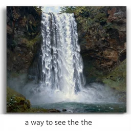 an ethereal esteban frances painting titled'a way to see the waterfall'