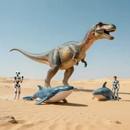 🐋🤖🦕👽🐳 in desert, photography by bussiere rutkowski andreas roch, 1 6 k